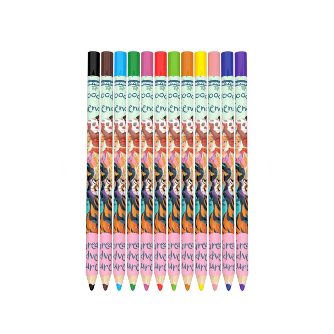Premium Colored Pencil Set for Girls – Metal Tin (12-Piece) – Primavera Brand – Disney & Sanrio