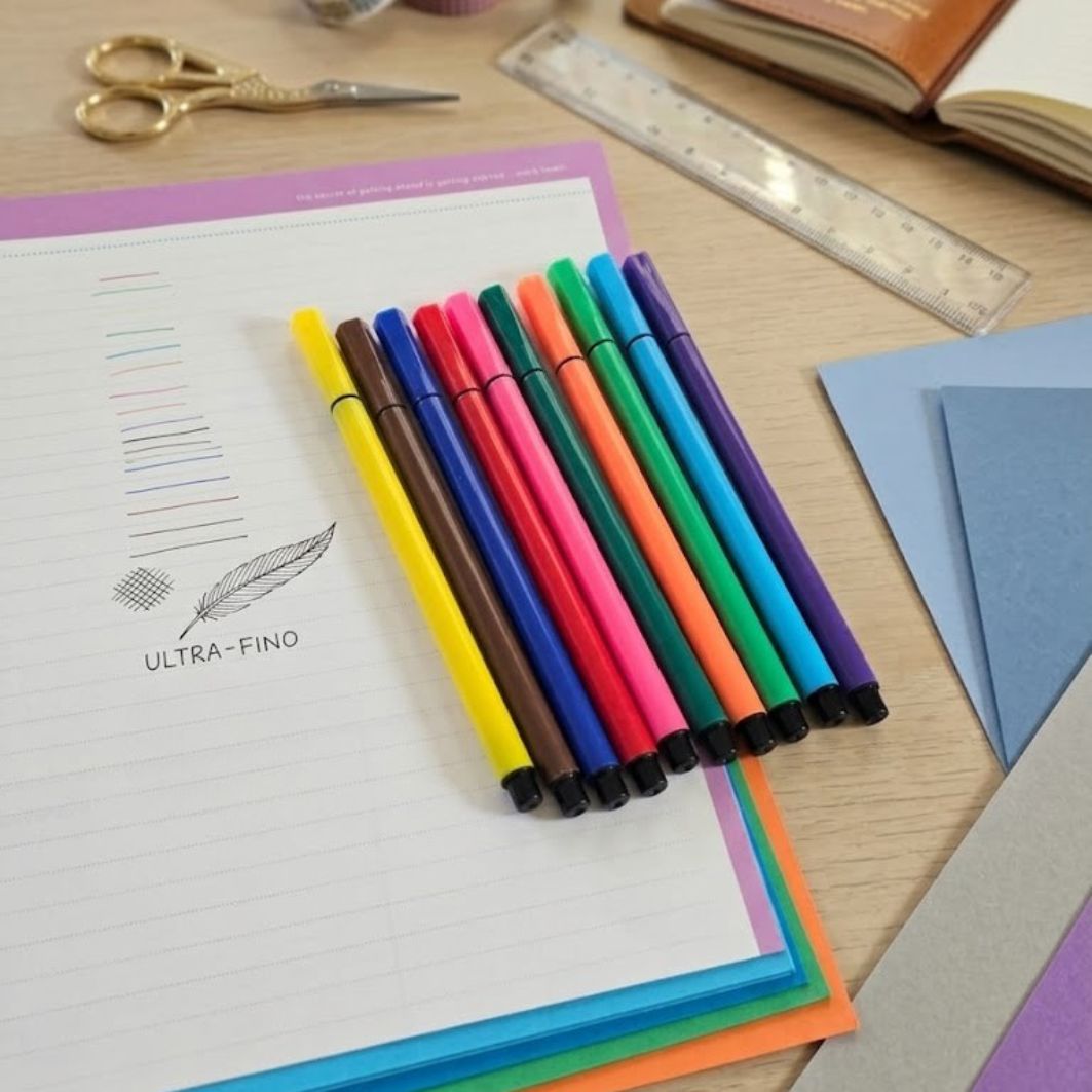 Andina Fineliner Pens – 12 Pack Ultra-Fine Tip Markers