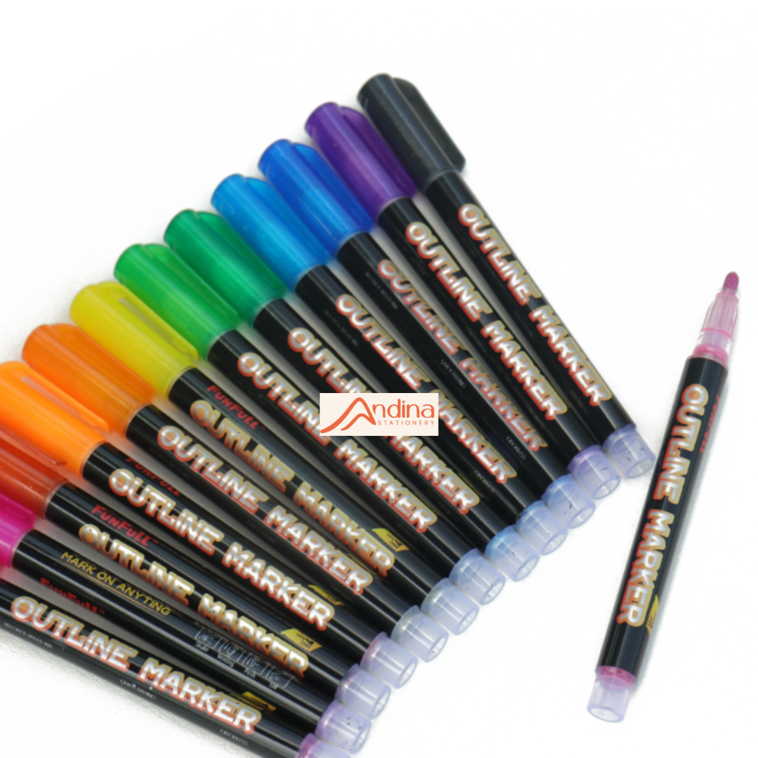 12pcs Double Line Outline Markers