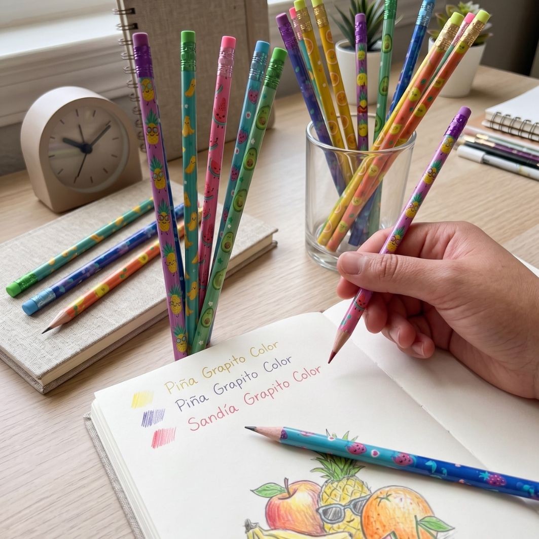 Fruity Friends Graphite Pencils – 10 Pack HB 2 Set with Fun Fruit Patterns