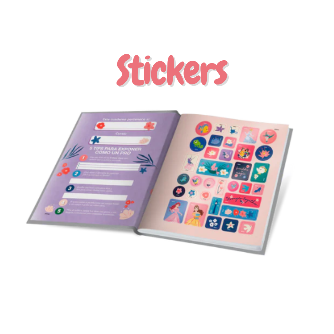 Hardcover Notebook for Girls with Stickers. Scribe - Princess Design