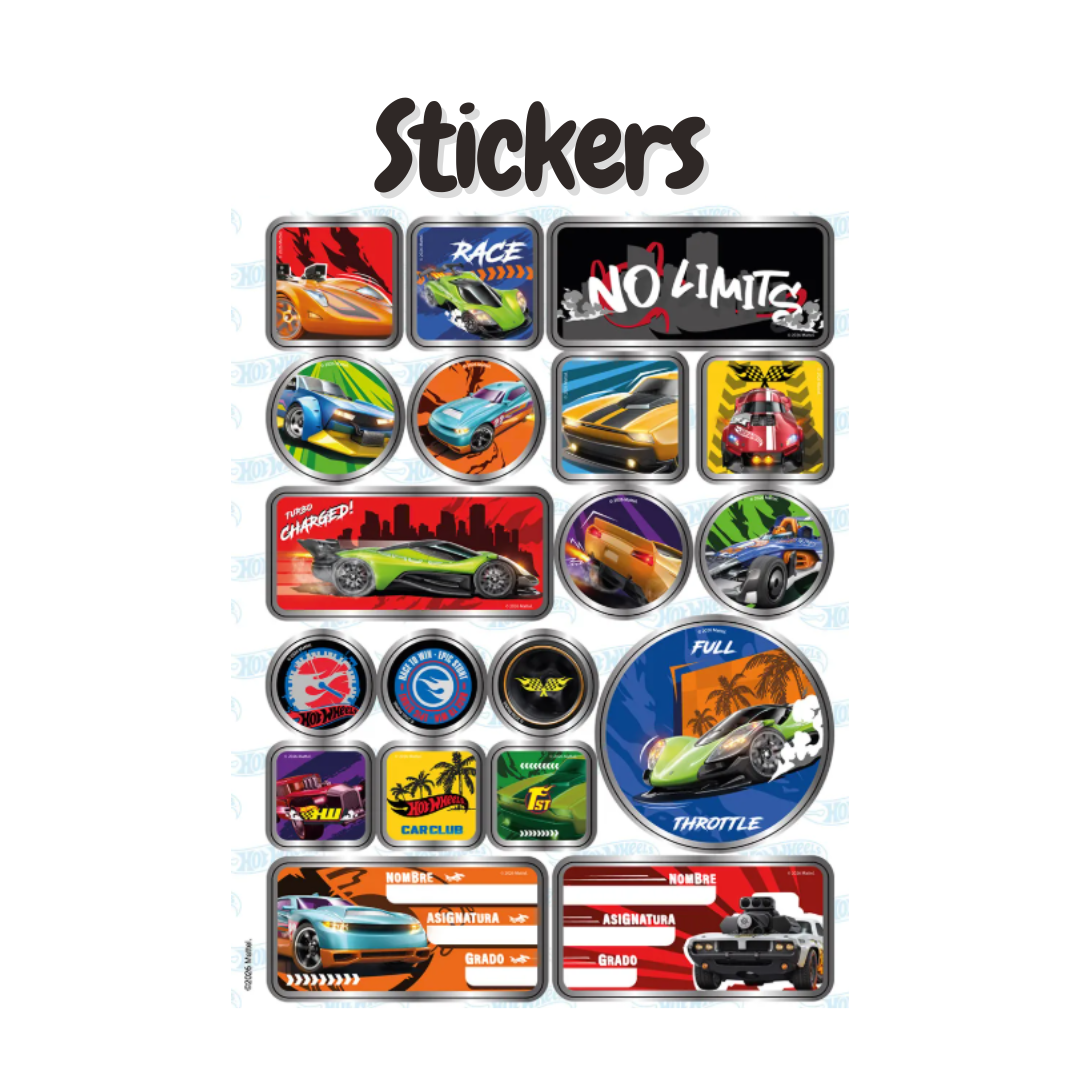 Composition Notebook for Boys with Stickers. Primavera - Hot Wheels