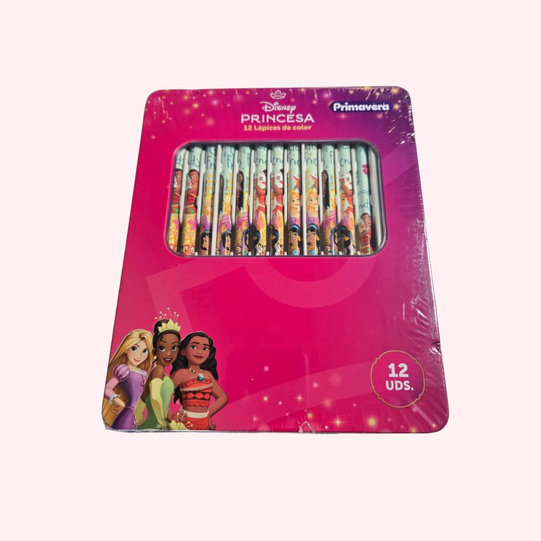 Premium Colored Pencil Set for Girls – Metal Tin (12-Piece) – Primavera Brand – Disney & Sanrio
