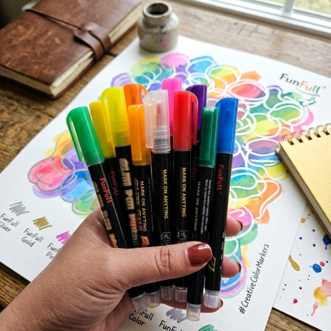 12pcs Double Line Outline Markers