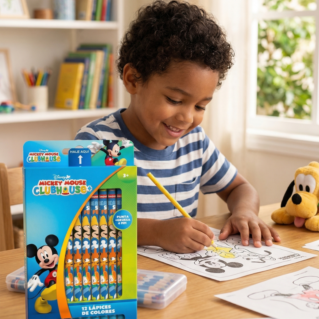 Premium Colored Pencils for Boys (Pack of 12) - Primavera - Mickey