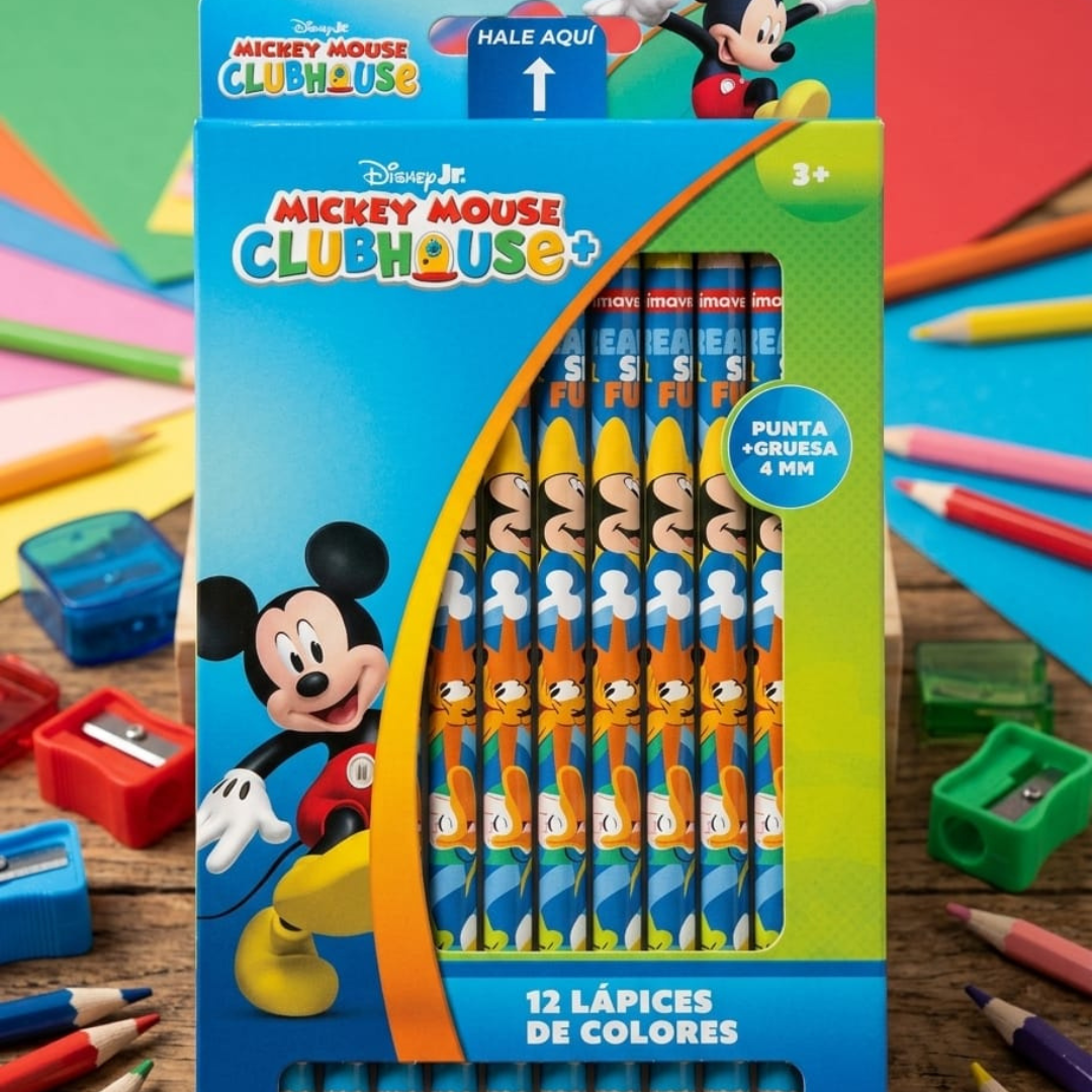 Premium Colored Pencils for Boys (Pack of 12) - Primavera - Mickey