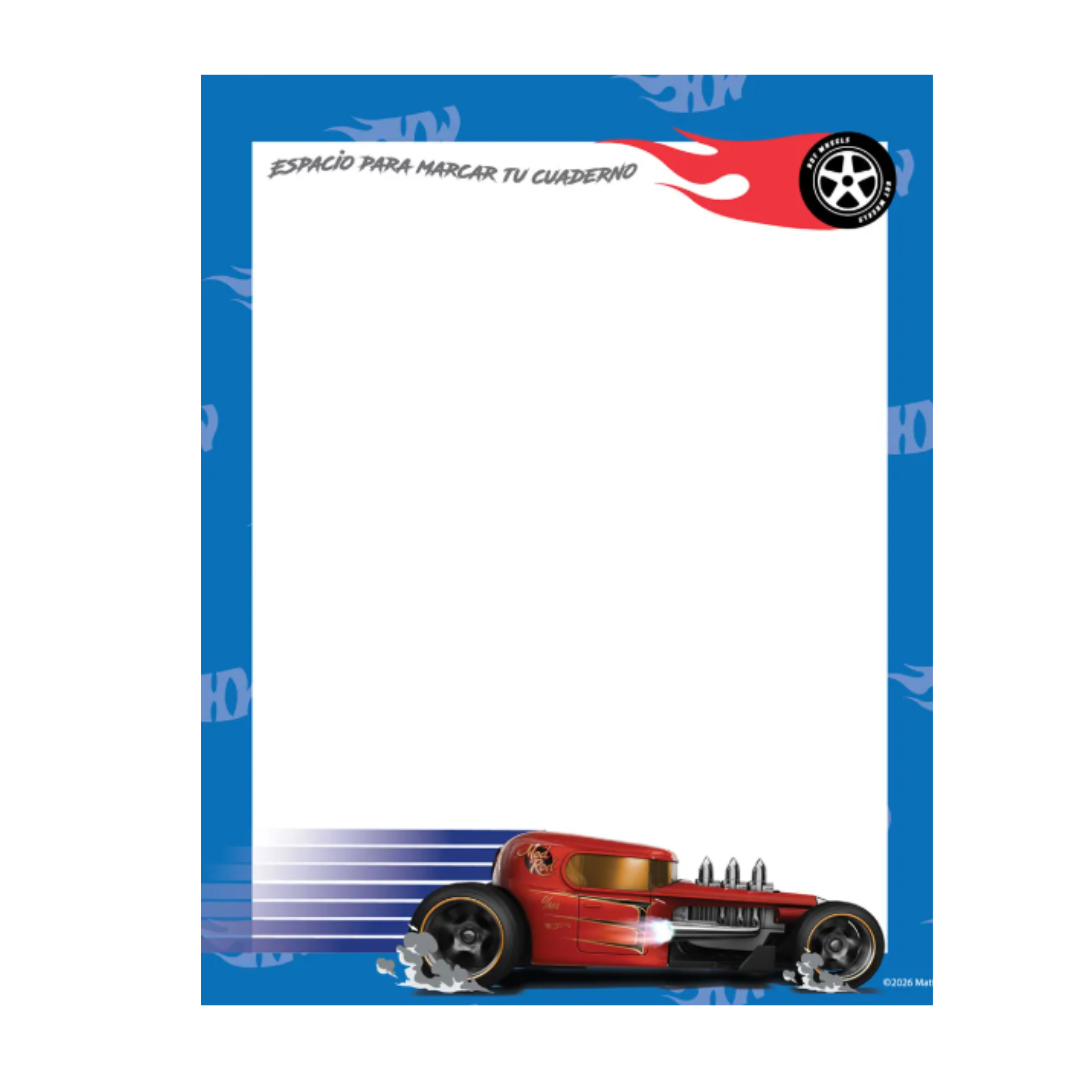 Composition Notebook for Boys with Stickers. Primavera - Hot Wheels