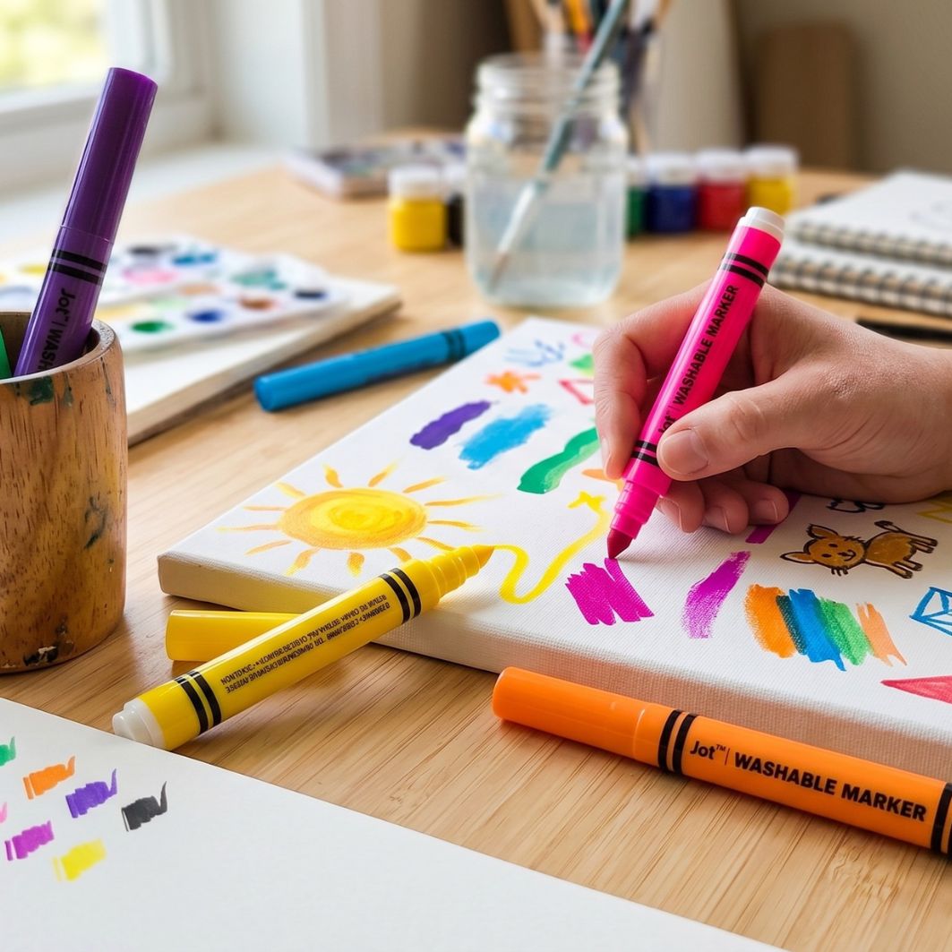 Washable Markers – 6 Pack Bold Colors - Jot Activity