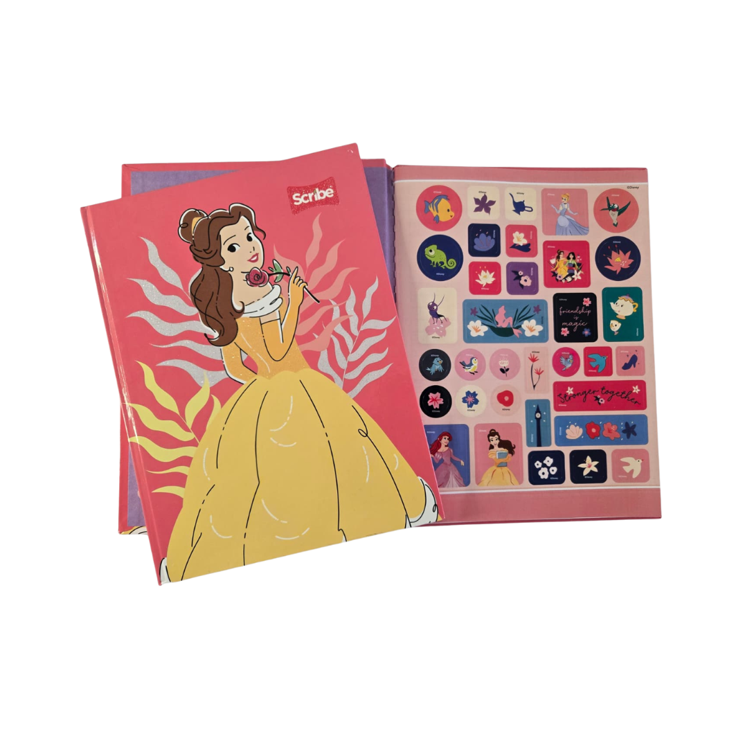 Hardcover Notebook for Girls with Stickers. Scribe - Princess Design